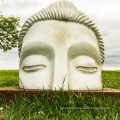 Custom white hand carved stone buddha head face statue